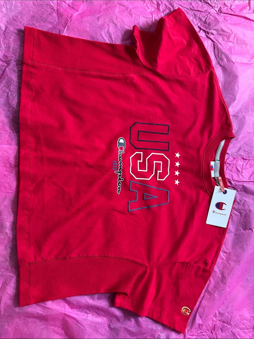 Champion Red USA Crewneck Graphic Tee
